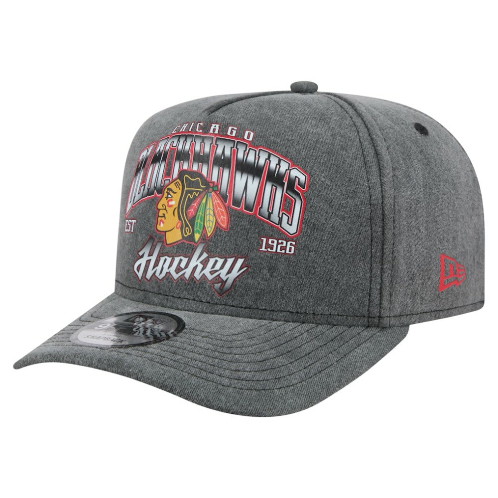NHL Chicago Blackhawks New Era Throwback Washed A-Frame Pre-Curved 9FIFTY Snapback Hat