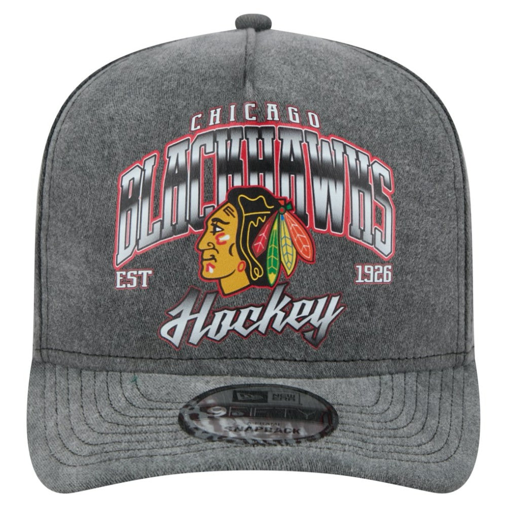 NHL Chicago Blackhawks New Era Throwback Washed A-Frame Pre-Curved 9FIFTY Snapback Hat