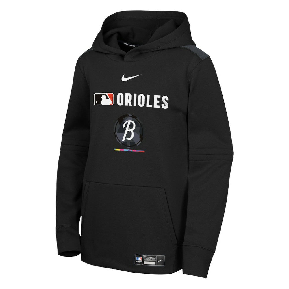 Black Baltimore Orioles Nike Youth City Connect Authentic Collection Performance Pullover Hoodie