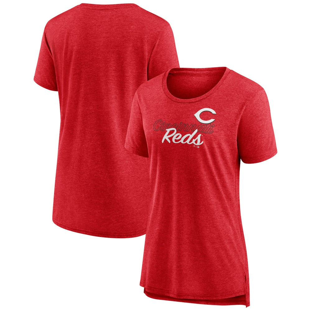Red Cincinnati Reds Women's Practice Time Tri-Blend T-Shirt