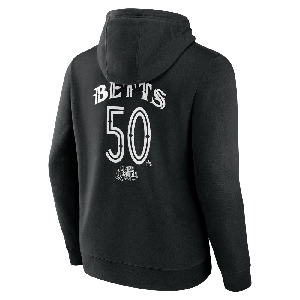 Black Mookie Betts Los Angeles Dodgers Mister Cartoon Name & Number Pullover Hoodie