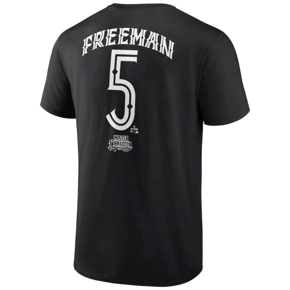 Black Freddie Freeman Los Angeles Dodgers Mister Cartoon Name & Number T-Shirt