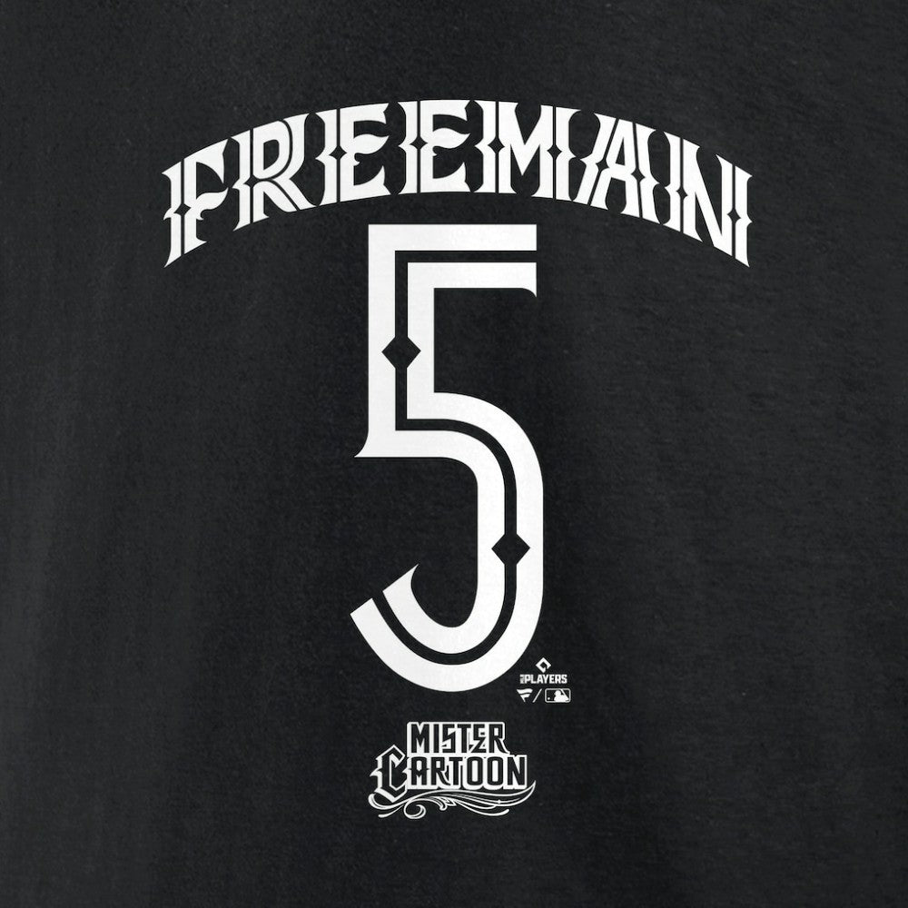 Black Freddie Freeman Los Angeles Dodgers Mister Cartoon Name & Number T-Shirt