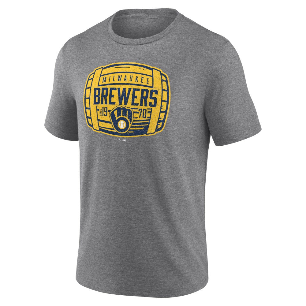 Heather Gray Milwaukee Brewers Barrel Tri-Blend T-Shirt
