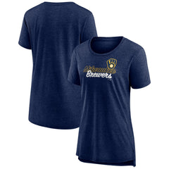 Navy Milwaukee Brewers Women's Practice Time Tri-Blend T-Shirt