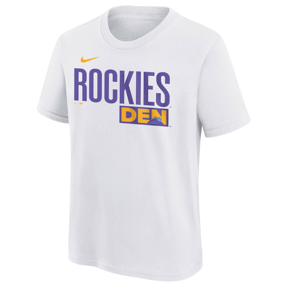 White Colorado Rockies Nike Youth 2025 City Connect Wordmark T-Shirt