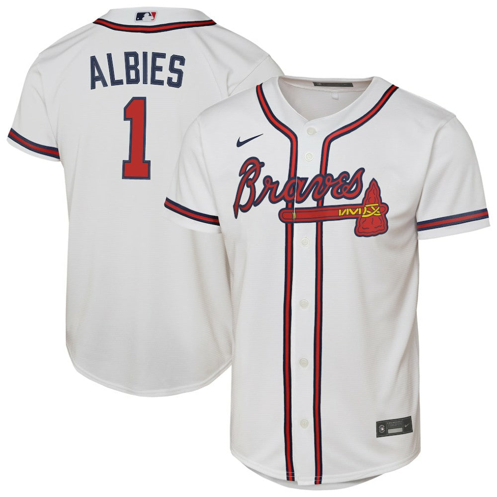 White Ozzie Albies Atlanta Braves Nike Youth Home Replica Player Jersey