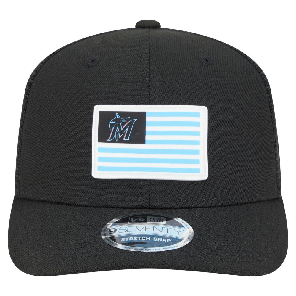 Black Miami Marlins New Era Flag 9SEVENTY Stretch-Snap Hat