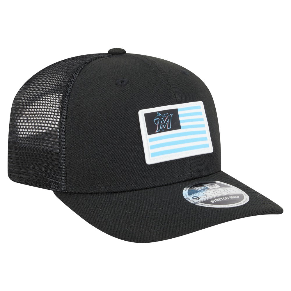 Black Miami Marlins New Era Flag 9SEVENTY Stretch-Snap Hat
