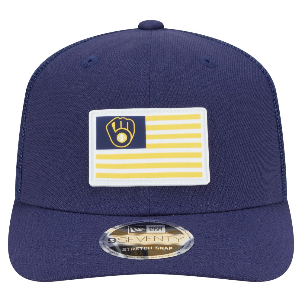 Navy Milwaukee Brewers New Era Flag 9SEVENTY Stretch-Snap Hat