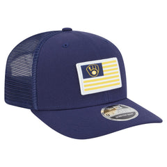 Navy Milwaukee Brewers New Era Flag 9SEVENTY Stretch-Snap Hat