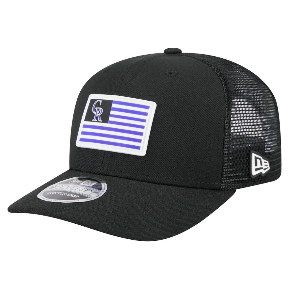 Black Colorado Rockies New Era Flag 9SEVENTY Stretch-Snap Hat