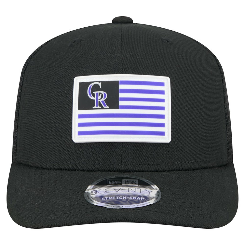 Black Colorado Rockies New Era Flag 9SEVENTY Stretch-Snap Hat