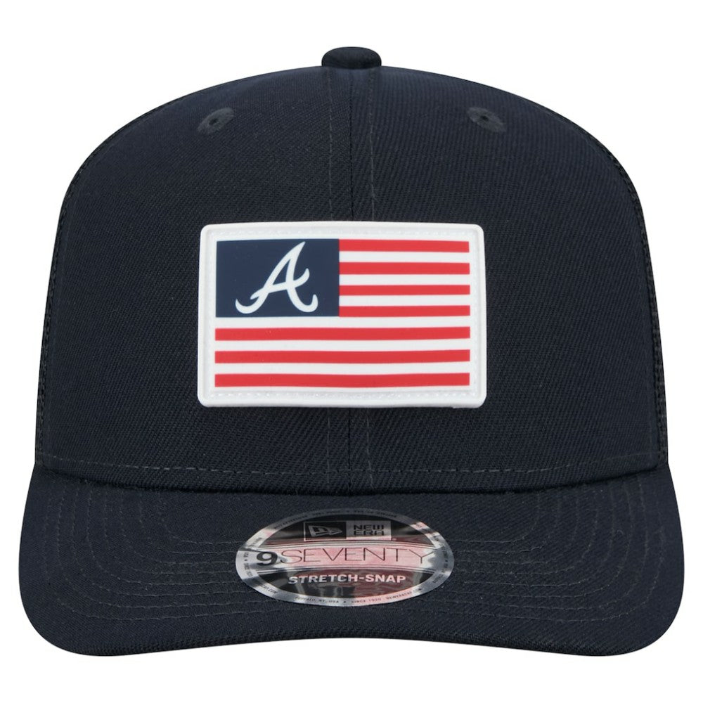 Navy Atlanta Braves New Era Flag 9SEVENTY Stretch-Snap Hat