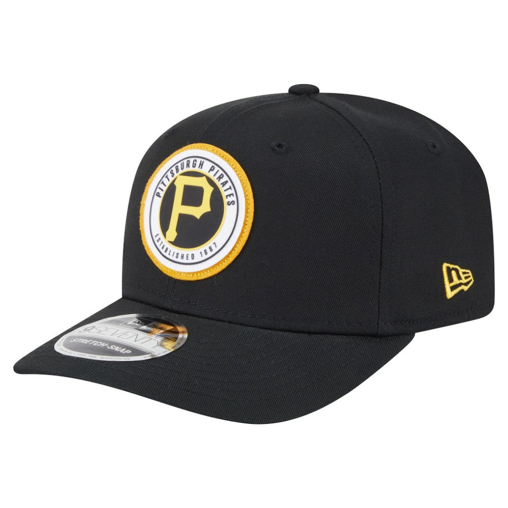 Black Pittsburgh Pirates New Era Circle Patch 9SEVENTY Stretch-Snap Hat
