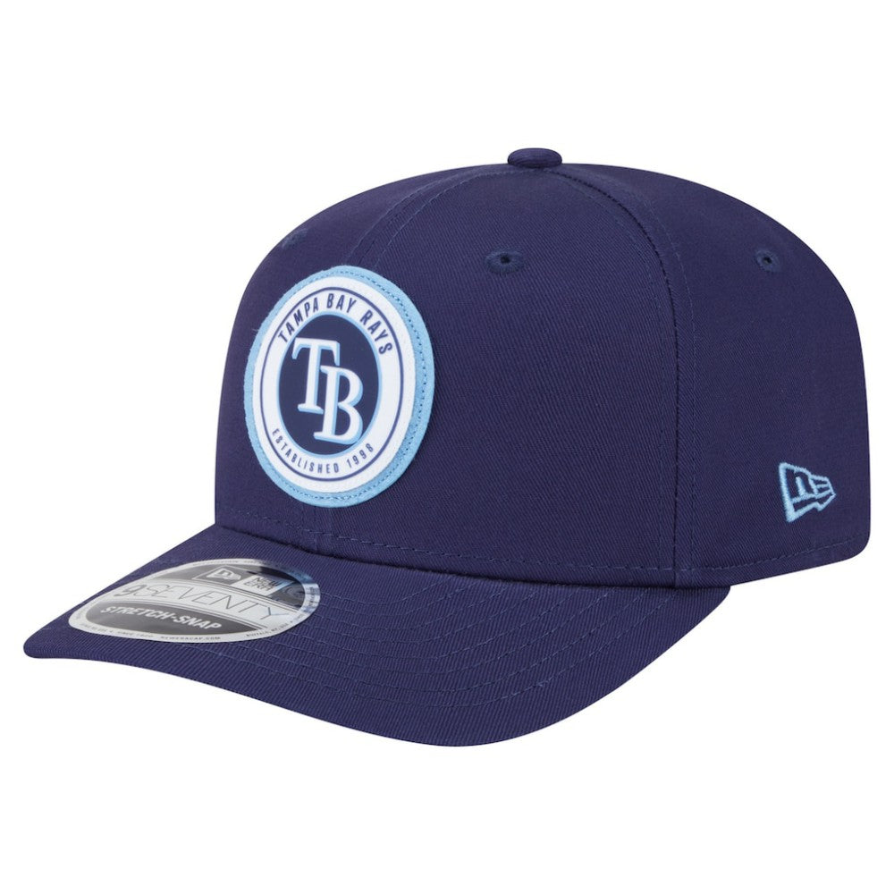 Navy Tampa Bay Rays New Era Circle Patch 9SEVENTY Stretch-Snap Hat