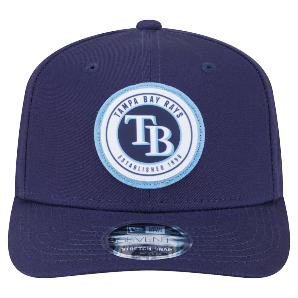 Navy Tampa Bay Rays New Era Circle Patch 9SEVENTY Stretch-Snap Hat