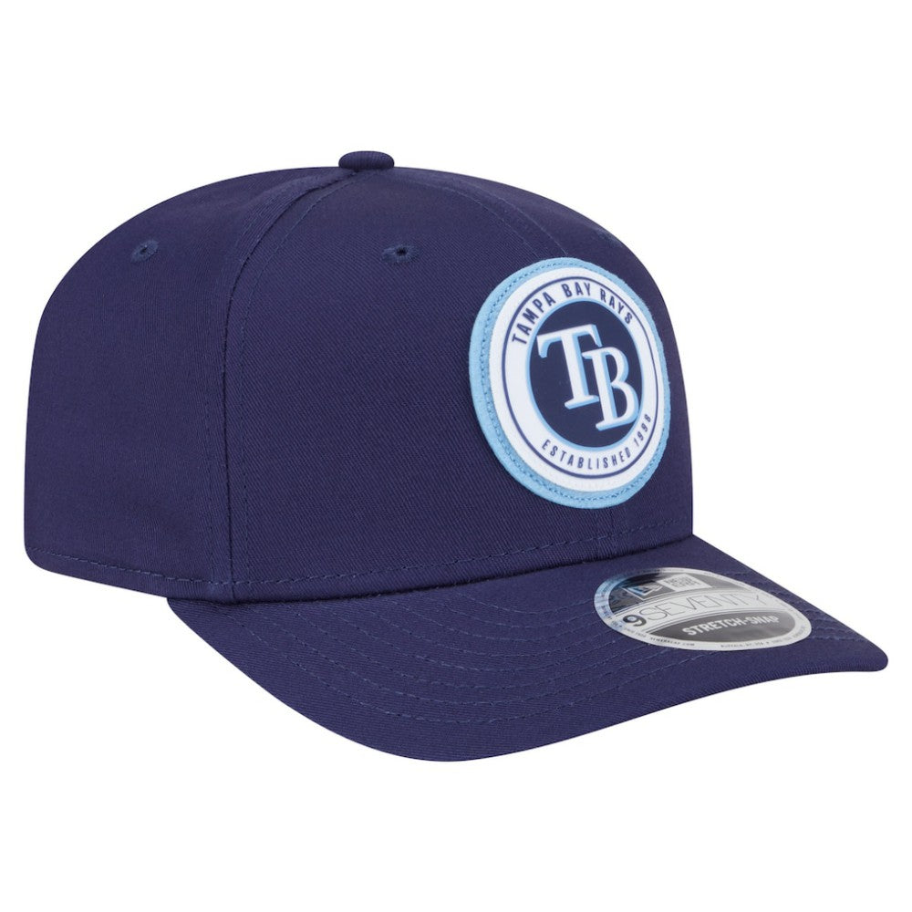 Navy Tampa Bay Rays New Era Circle Patch 9SEVENTY Stretch-Snap Hat