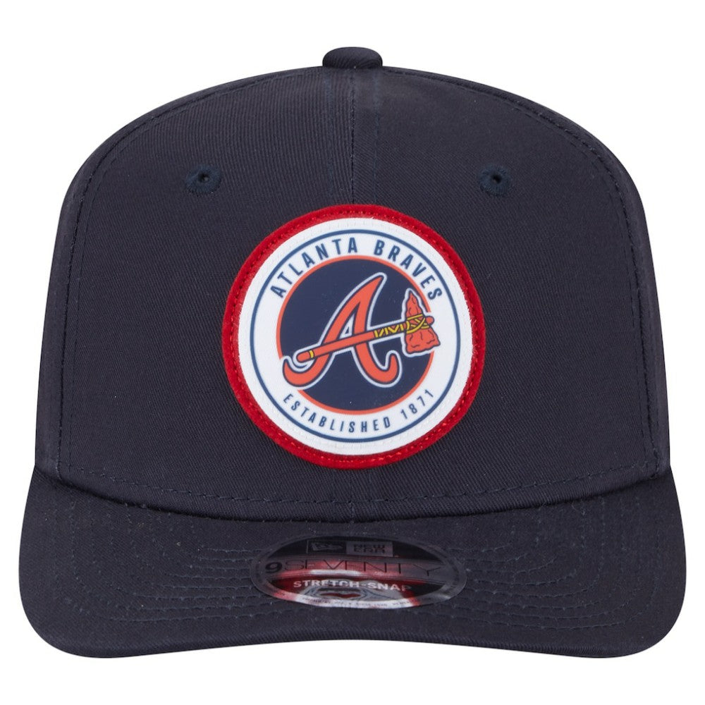 Navy Atlanta Braves New Era Circle Patch 9SEVENTY Stretch-Snap Hat