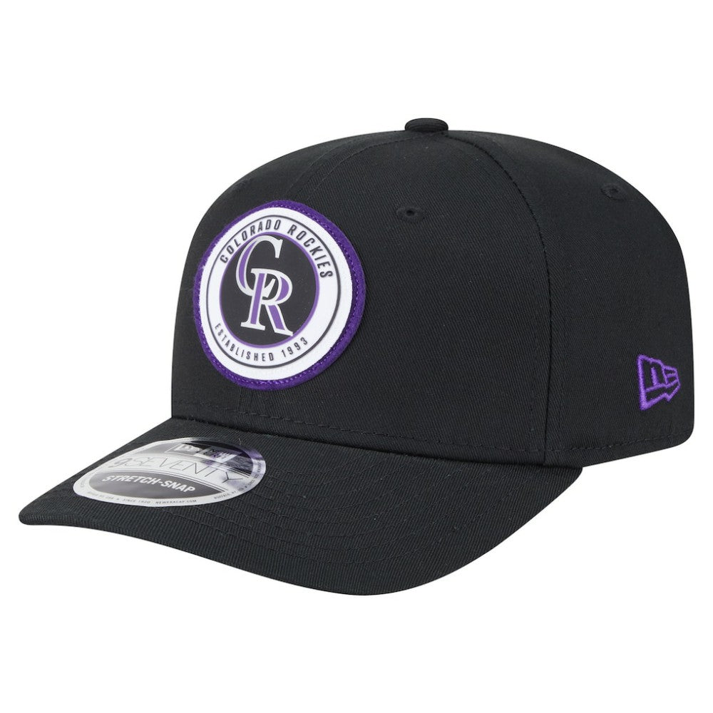 Black Colorado Rockies New Era Circle Patch 9SEVENTY Stretch-Snap Hat