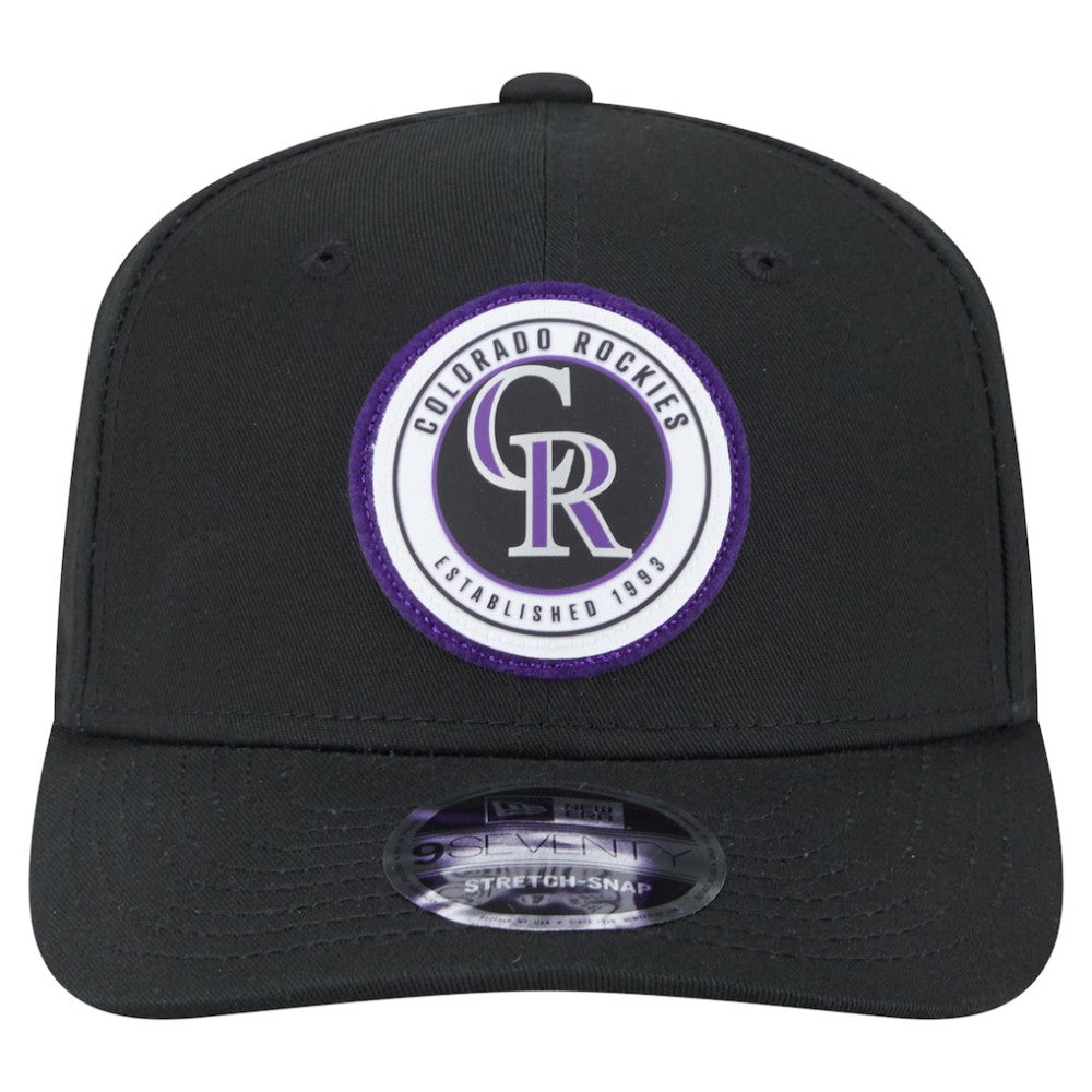 Black Colorado Rockies New Era Circle Patch 9SEVENTY Stretch-Snap Hat
