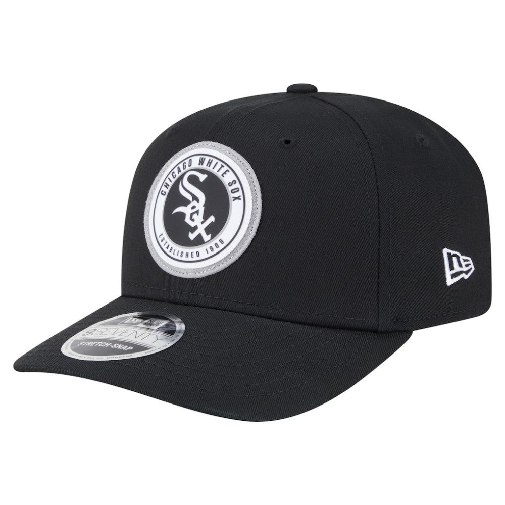 Black Chicago White Sox New Era Circle Patch 9SEVENTY Stretch-Snap Hat