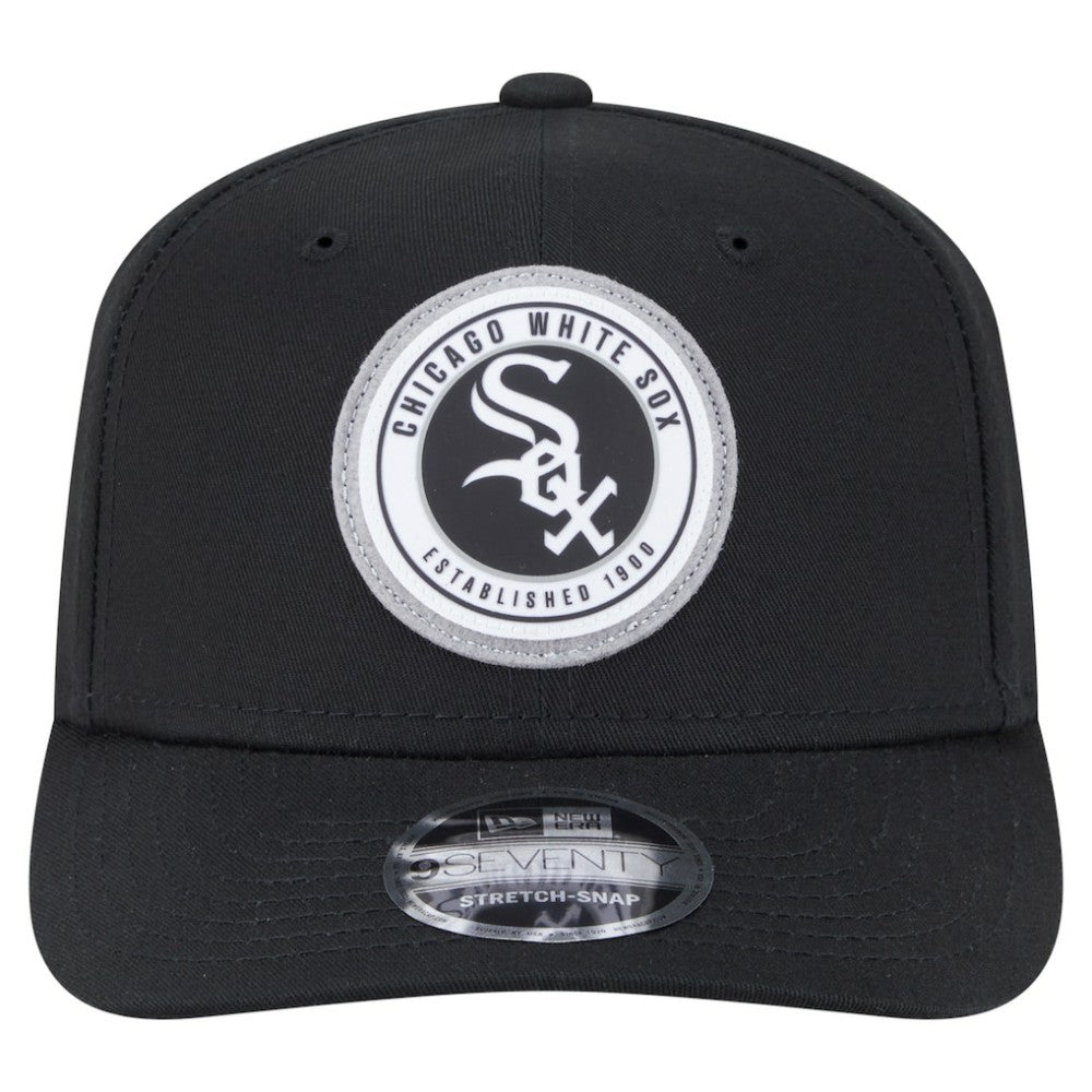 Black Chicago White Sox New Era Circle Patch 9SEVENTY Stretch-Snap Hat