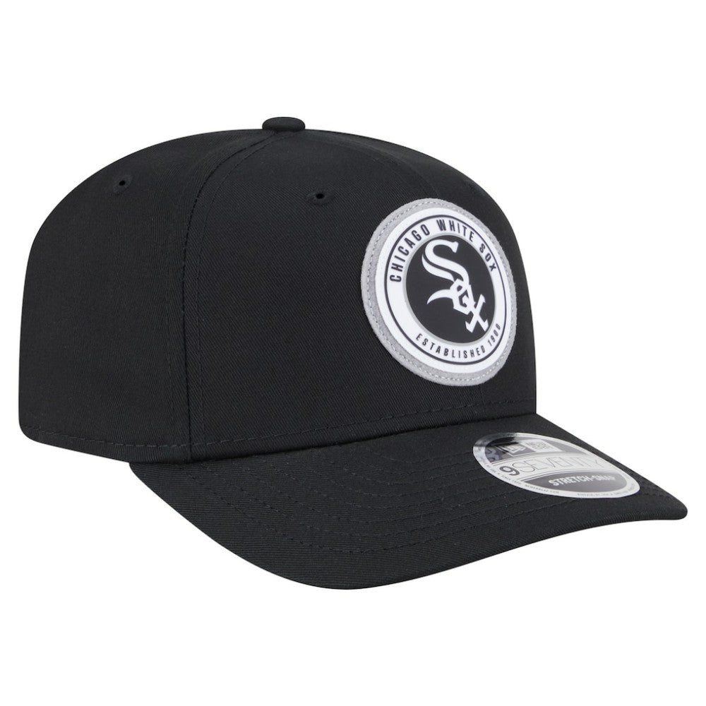 Black Chicago White Sox New Era Circle Patch 9SEVENTY Stretch-Snap Hat