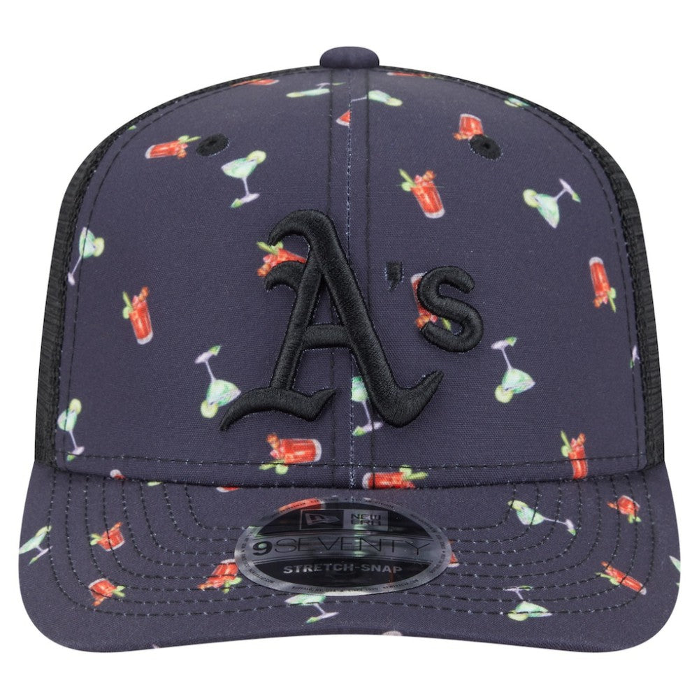 Black Athletics New Era Adventure Drinks Pattern 9SEVENTY Stretch-Snap Hat