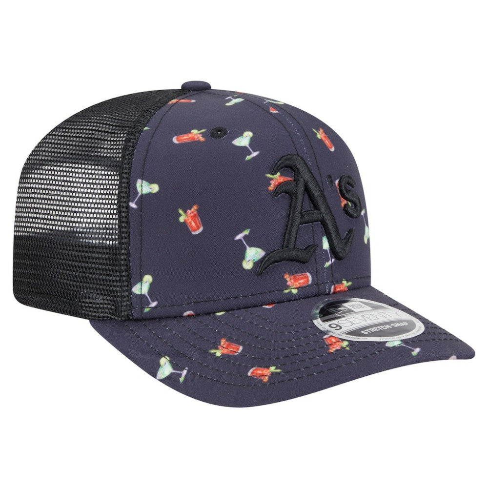 Black Athletics New Era Adventure Drinks Pattern 9SEVENTY Stretch-Snap Hat