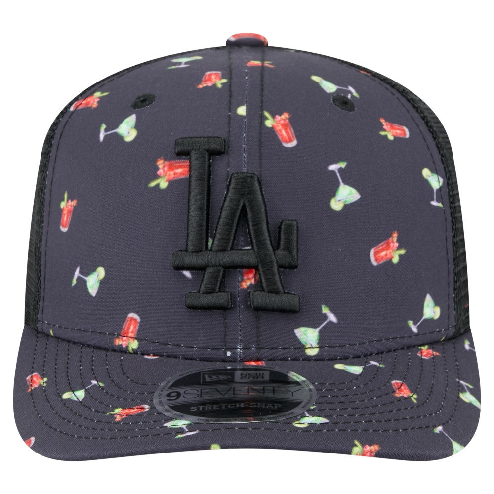 Black Los Angeles Dodgers New Era Adventure Drinks Pattern 9SEVENTY Stretch-Snap Hat
