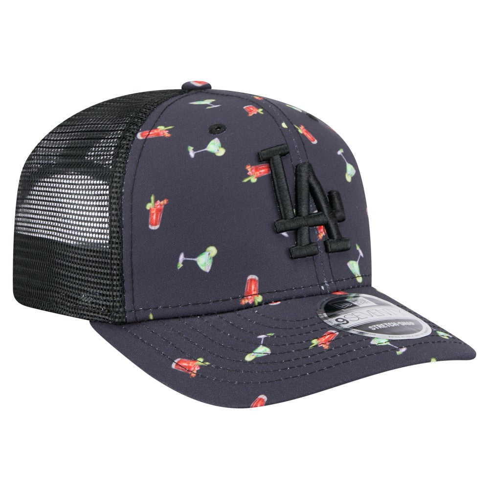 Black Los Angeles Dodgers New Era Adventure Drinks Pattern 9SEVENTY Stretch-Snap Hat