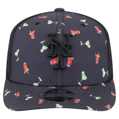 Black New York Mets New Era Adventure Drinks Pattern 9SEVENTY Stretch-Snap Hat