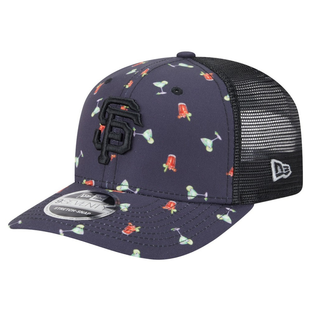 Black San Francisco Giants New Era Adventure Drinks Pattern 9SEVENTY Stretch-Snap Hat