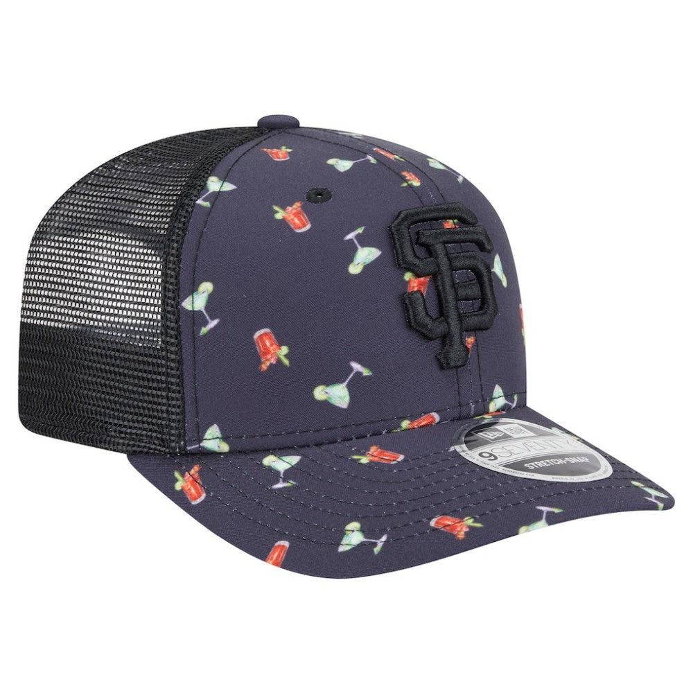 Black San Francisco Giants New Era Adventure Drinks Pattern 9SEVENTY Stretch-Snap Hat