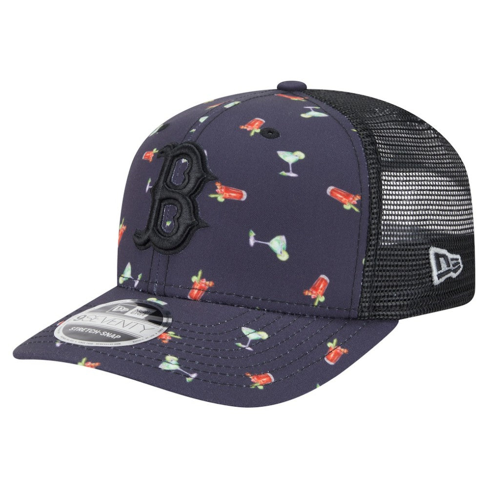 Black Boston Red Sox New Era Adventure Drinks Pattern 9SEVENTY Stretch-Snap Hat