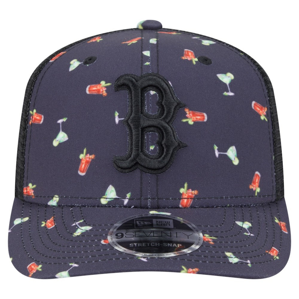 Black Boston Red Sox New Era Adventure Drinks Pattern 9SEVENTY Stretch-Snap Hat