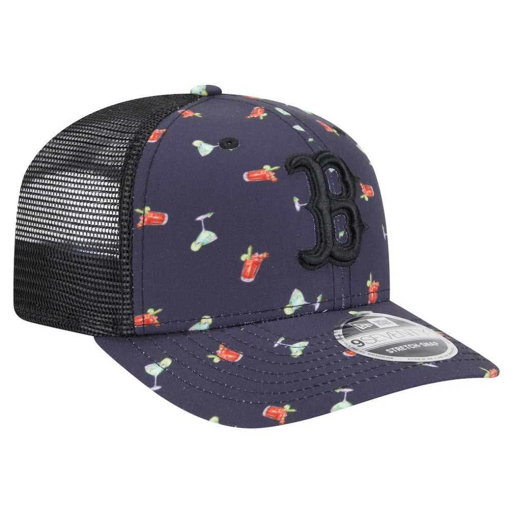 Black Boston Red Sox New Era Adventure Drinks Pattern 9SEVENTY Stretch-Snap Hat