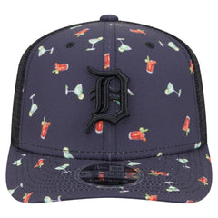 Navy Detroit Tigers New Era Adventure Drinks Pattern 9SEVENTY Stretch-Snap Hat