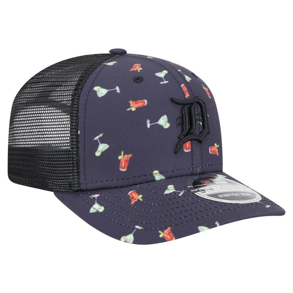 Navy Detroit Tigers New Era Adventure Drinks Pattern 9SEVENTY Stretch-Snap Hat