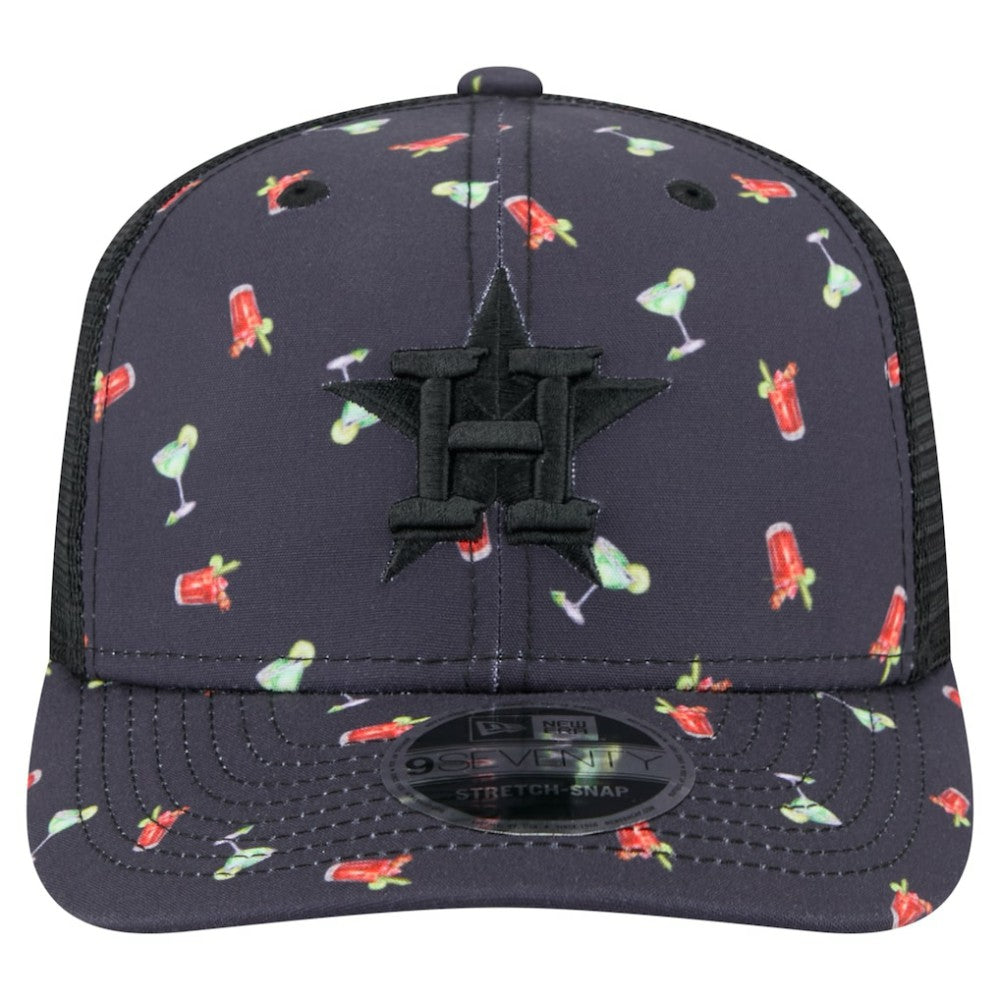 Black Houston Astros New Era Adventure Drinks Pattern 9SEVENTY Stretch-Snap Hat