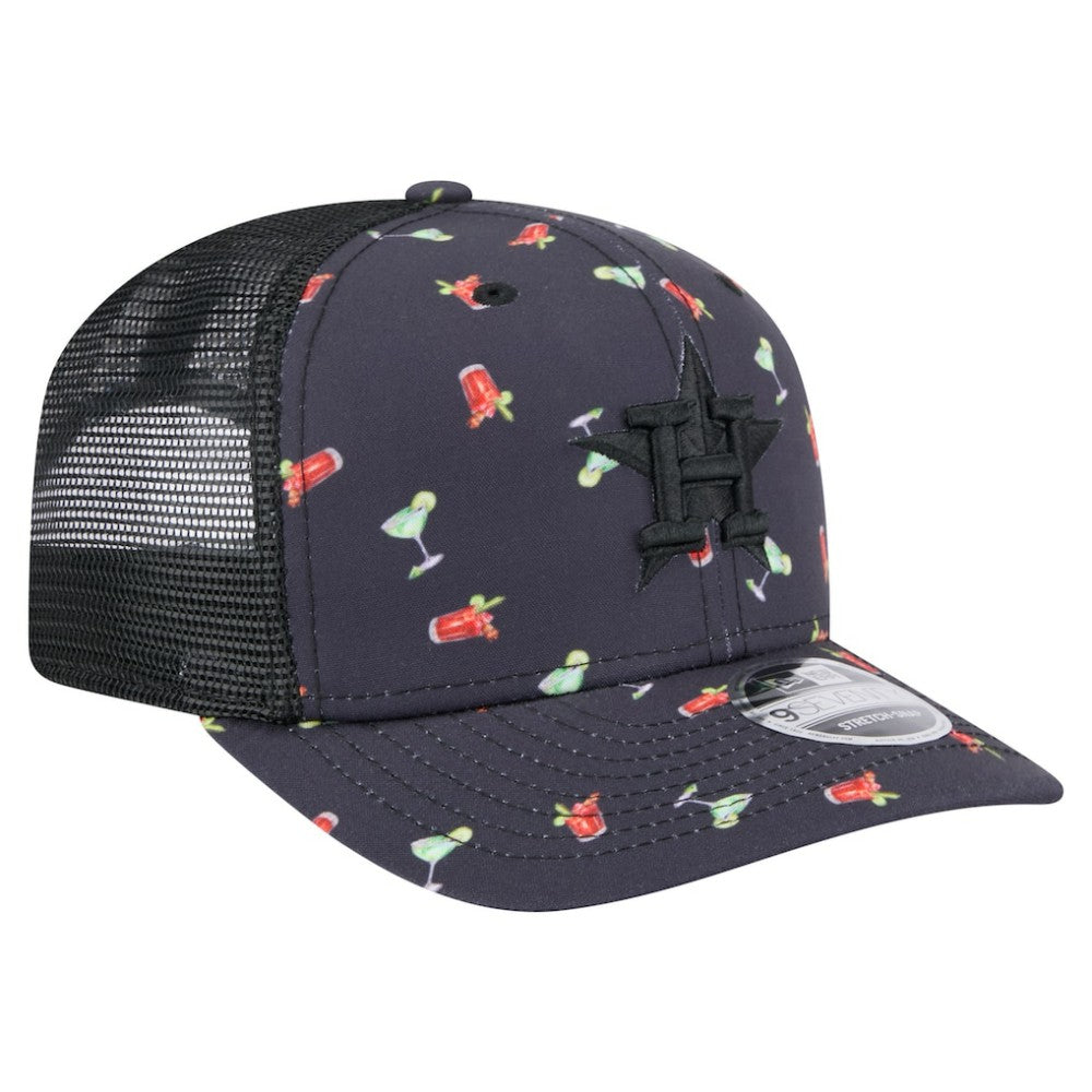 Black Houston Astros New Era Adventure Drinks Pattern 9SEVENTY Stretch-Snap Hat