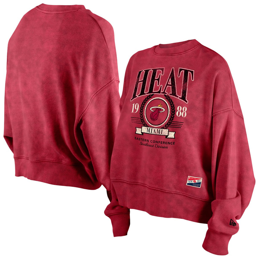 New Era Miami Heat Women's Throwback Vintage Enzyme Wash Oversized Boxy Pullover Sweatshirt