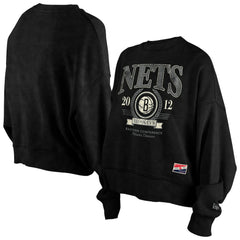 New Era Brooklyn Nets Women's Throwback Vintage Enzyme Wash Oversized Boxy Pullover Sweatshirt