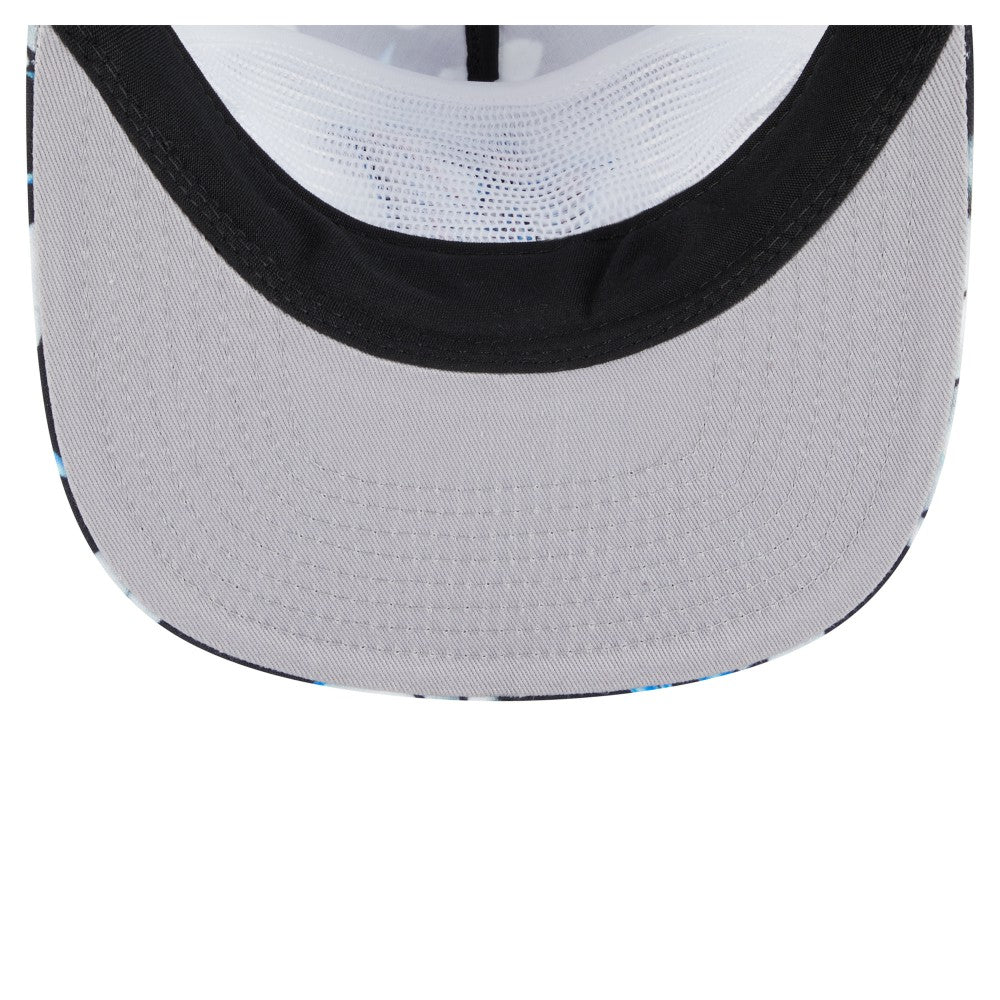 Black Miami Marlins New Era Adventure Pattern Golfer Trucker Snapback Hat