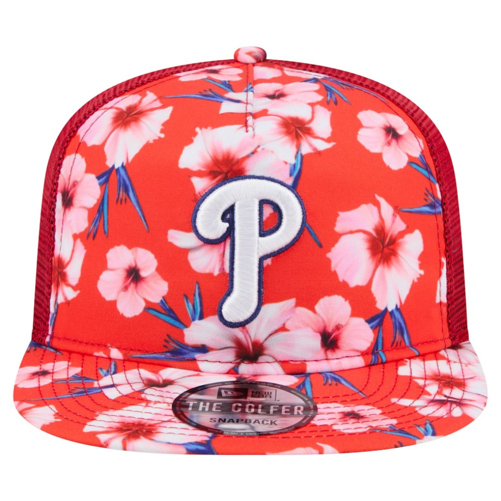 Red Philadelphia Phillies New Era Adventure Pattern Golfer Trucker Snapback Hat