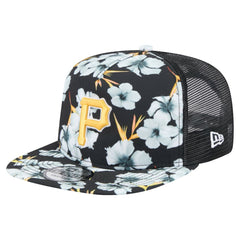 Black Pittsburgh Pirates New Era Adventure Pattern Golfer Trucker Snapback Hat