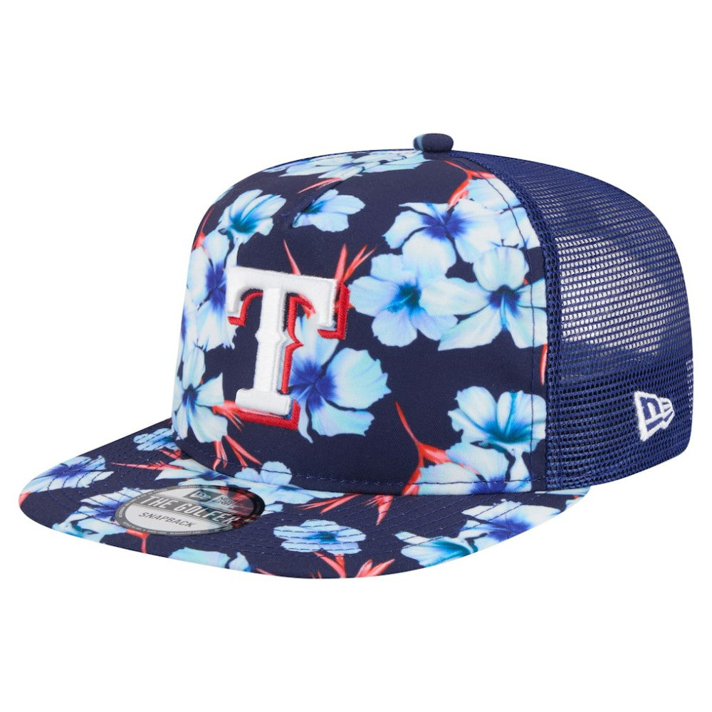 Royal Texas Rangers New Era Adventure Pattern Golfer Trucker Snapback Hat