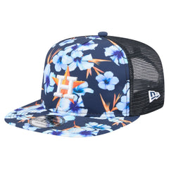 Navy Houston Astros New Era Adventure Pattern Golfer Trucker Snapback Hat