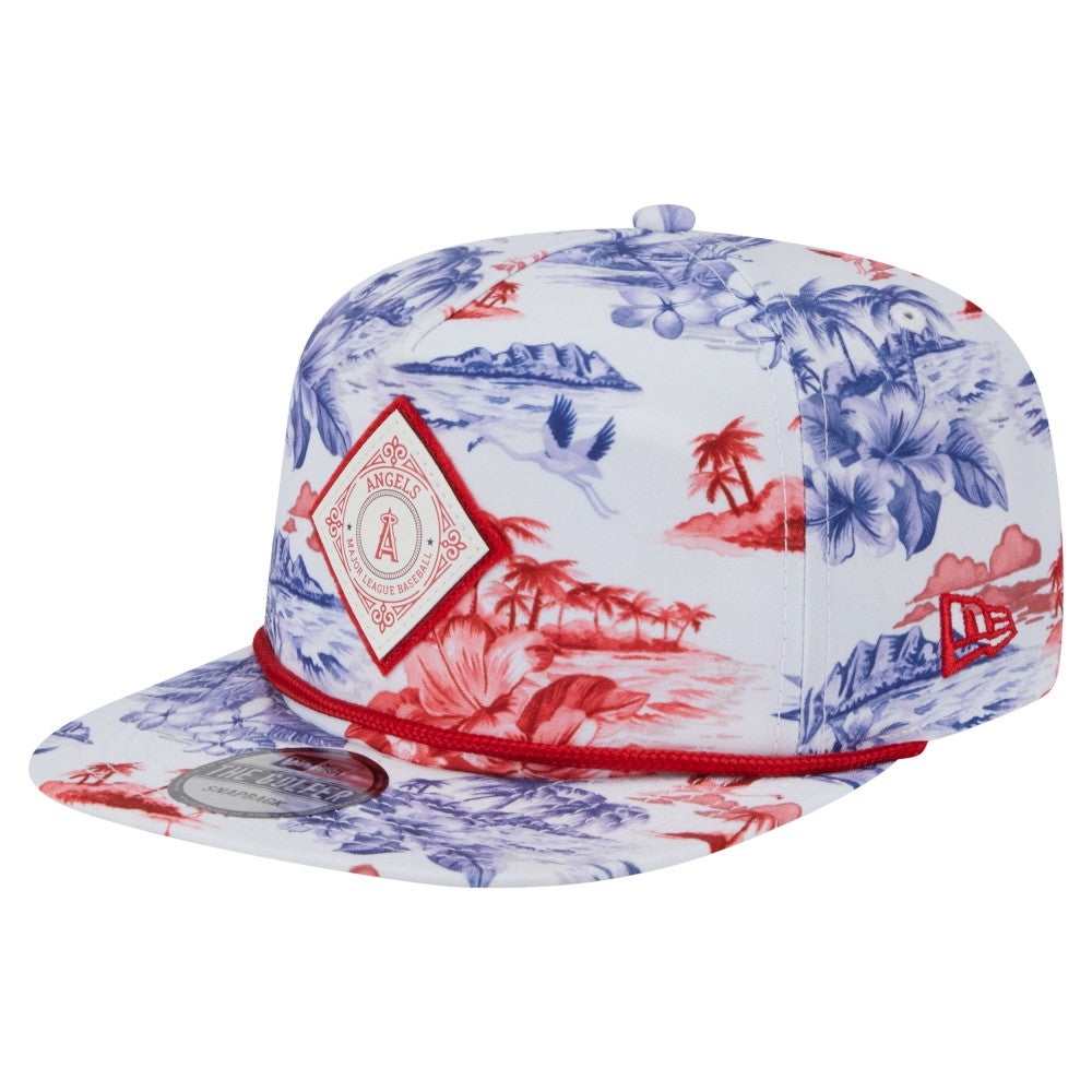 White Los Angeles Angels New Era Printed Island Golfer Snapback Hat